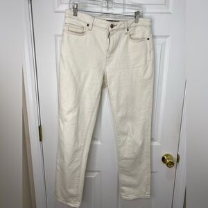 Lands' End Off-White Mid Rise Straight Denim Jeans Size 10